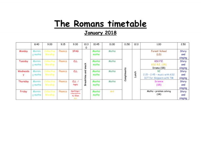 thumbnail of Romans timetable